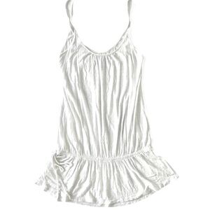 Metallic Silver White Sleeveless Cinch Waist Peplum Tank Top Size Medium